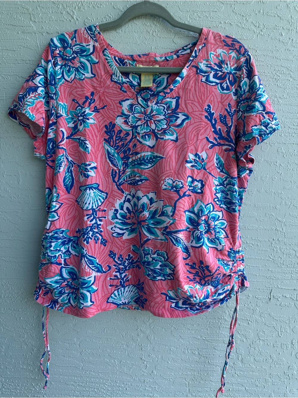 Caribbean Joe women’s cotton floral top side XL